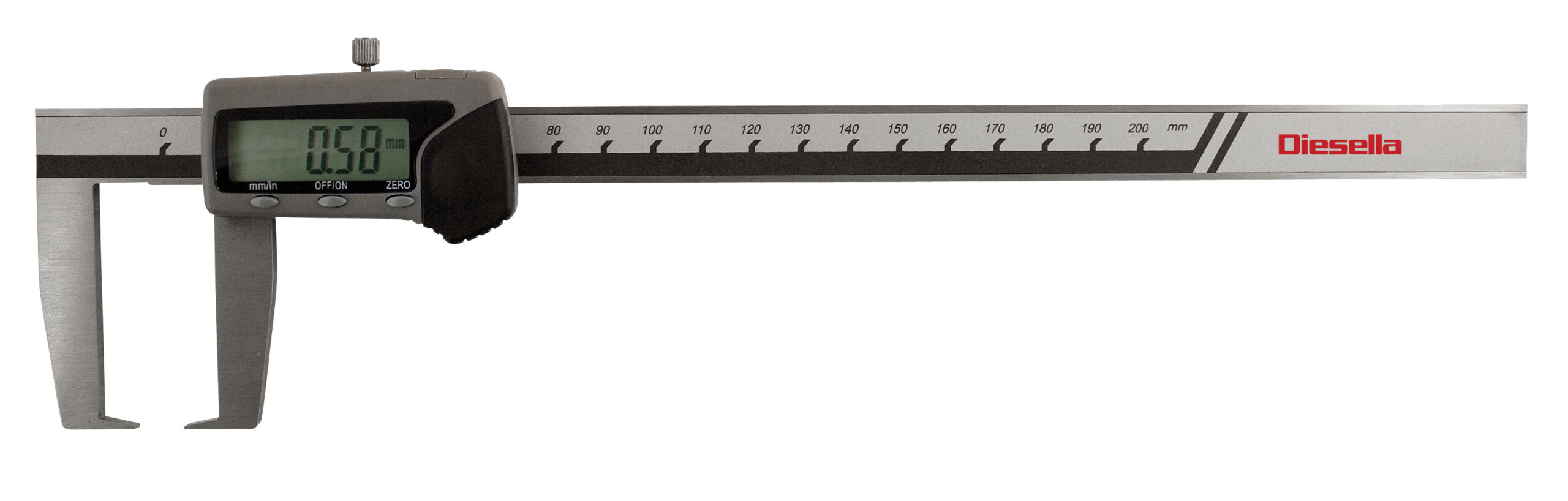 Diesella Digital skydelære 0-200x0,01 mm med indad vinklede målespidser