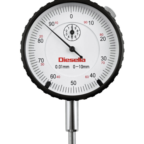Diesella Måleur 0-10x0,01 mm med justerbare tolerancemærker og bagplade med øje