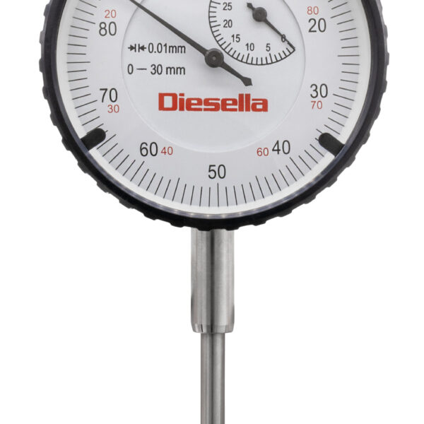 Diesella Måleur 0-30x0,01 mm med justerbare tolerancemærker og fladt dæksel