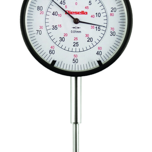 Diesella Måleur 0-50x0,01 mm med justerbare tolerancemærker og fladt dæksel