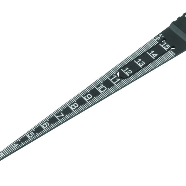 Diesella Flad (RET) Målekile 0-15 mm i sort plast (polycarbonat)